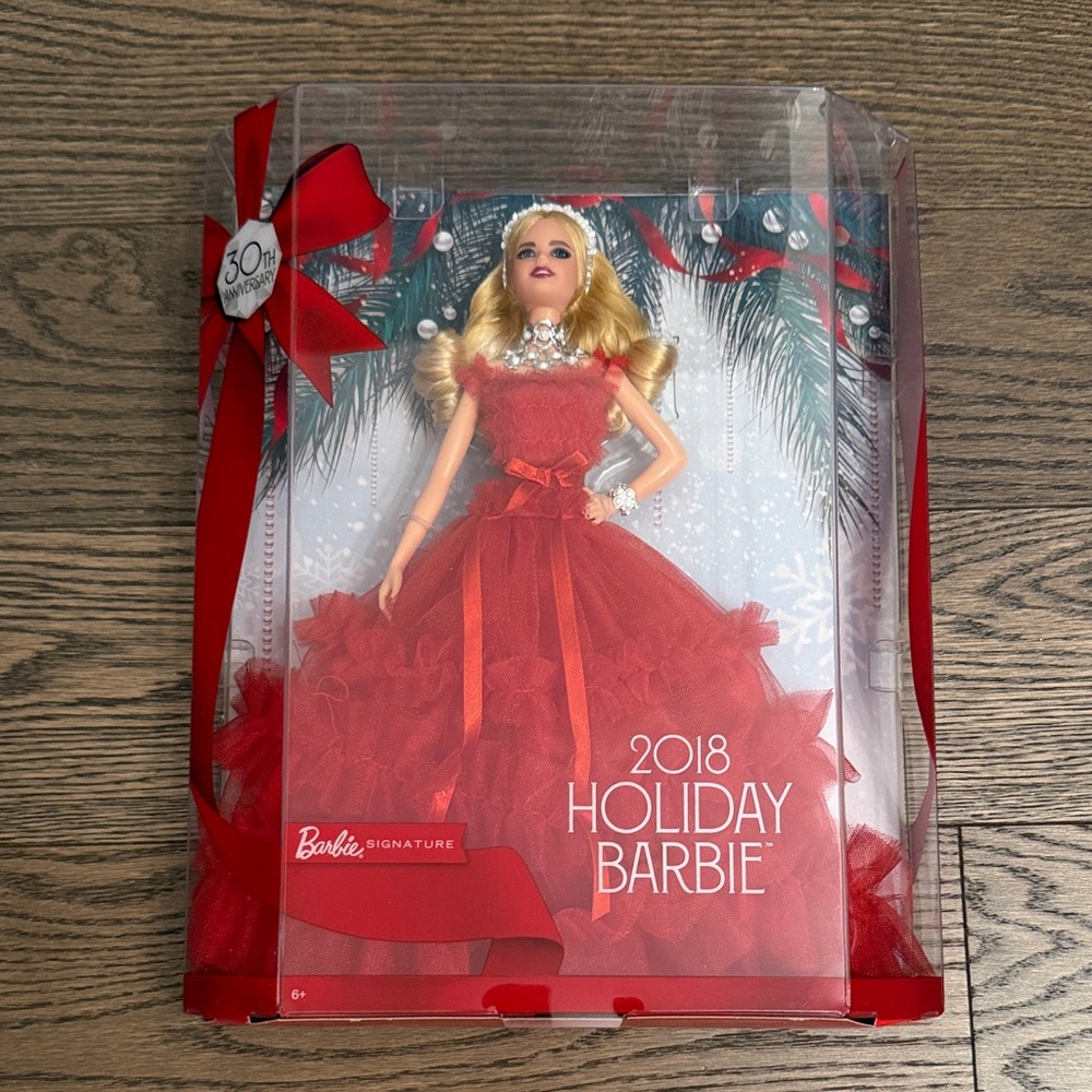 NEW 2018 Holiday Barbie Doll in Elegant Red Gown - 30th Anniversary